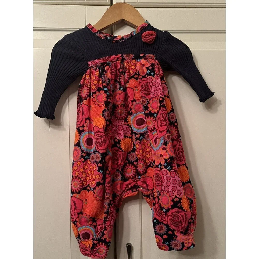 Le Top Baby Girl 3 Month Kaleidoscope Romper‎ Blue Pink